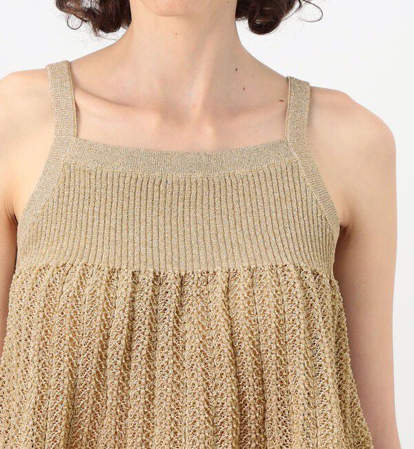 MACPHEE「レーシーラメ フレアキャミソール」|キャミソール|