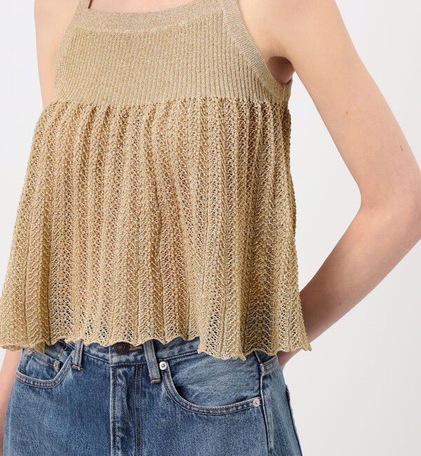 MACPHEE「レーシーラメ フレアキャミソール」|キャミソール|