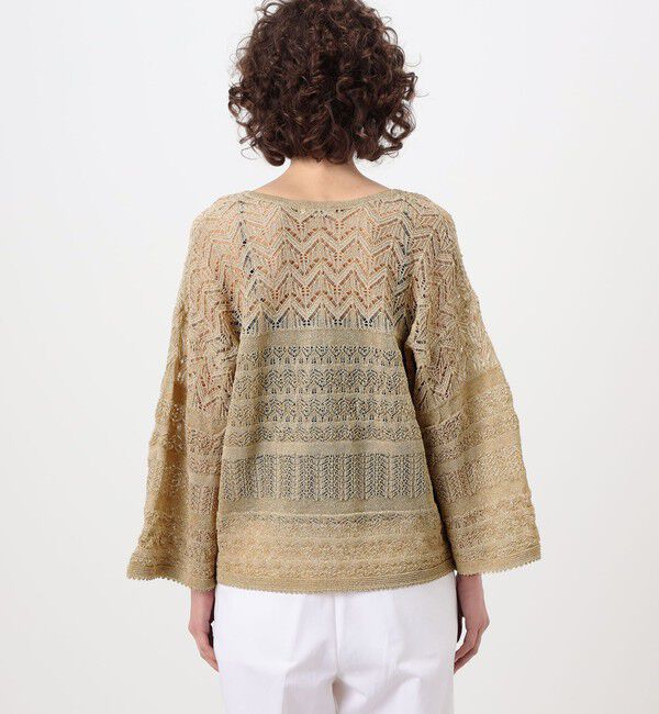MACPHEE「レーシーラメ キーネックプルオーバー」|ニット・セーター|