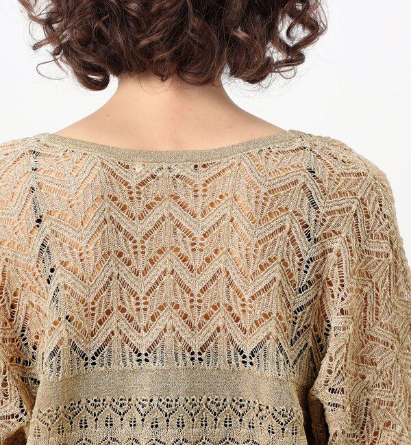 MACPHEE「レーシーラメ キーネックプルオーバー」|ニット・セーター|