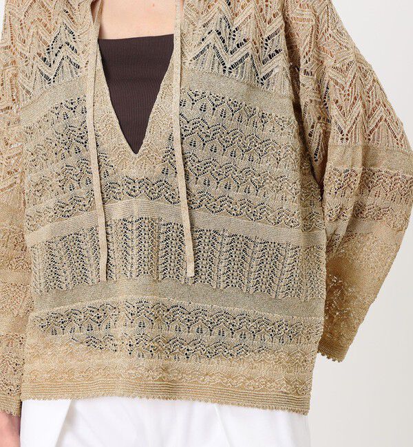 MACPHEE「レーシーラメ キーネックプルオーバー」|ニット・セーター|