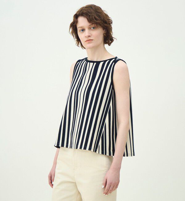 MACPHEE「ランダムストライプラッセル ノースリーブプルオーバー」|シャツ・ブラウス|