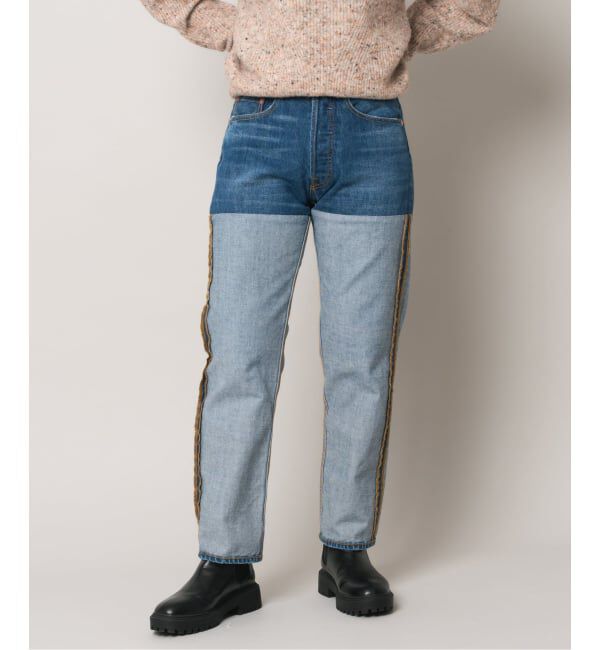  「2トーン5ポケットデニムパンツ」|デニム|ネイビー