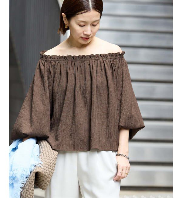 IENA「《予約》サッカーオフショルブラウス」|シャツ・ブラウス|