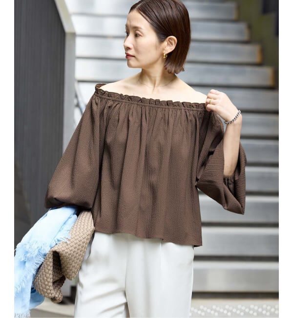 IENA「《予約》サッカーオフショルブラウス」|シャツ・ブラウス|