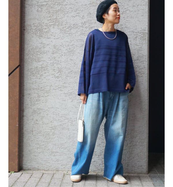 journal standard luxe「シアーボーダー ボートネックプルオーバー」|ニット・セーター|