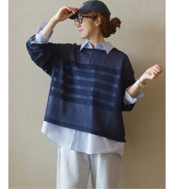 journal standard luxe「シアーボーダー ボートネックプルオーバー」|ニット・セーター|