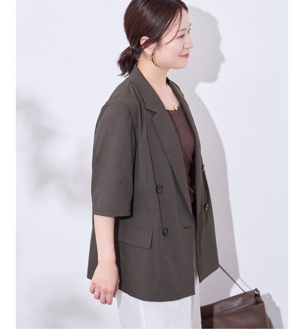 JOURNAL STANDARD「《予約》ドットエアーサッカーハーフスリーブ ジャケット」|テーラードジャケット|