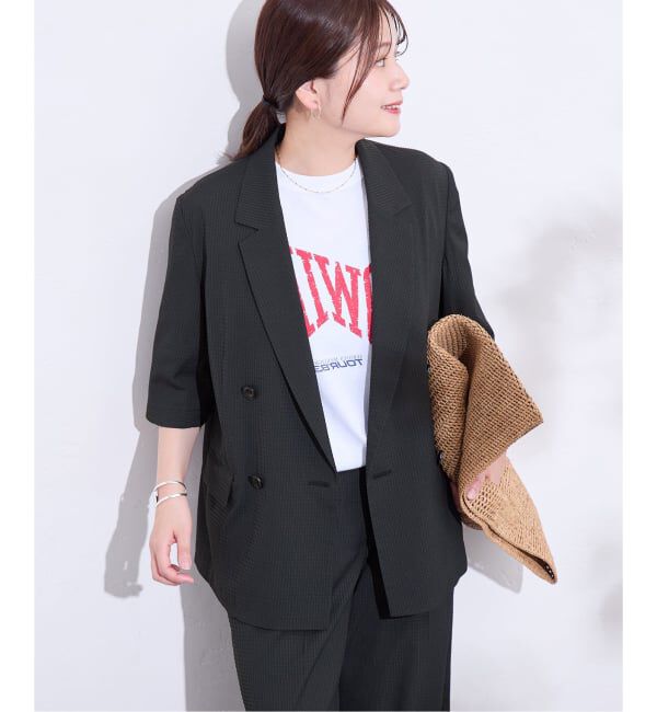 JOURNAL STANDARD「《予約》ドットエアーサッカーハーフスリーブ ジャケット」|テーラードジャケット|