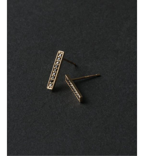 Lilas by Spick&Span「ボックスブラックダイヤ12mmバーピアス K10（両耳）」|ピアス|