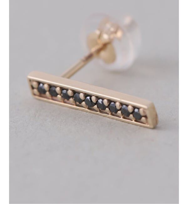 Lilas by Spick&Span「ボックスブラックダイヤ12mmバーピアス K10（両耳）」|ピアス|