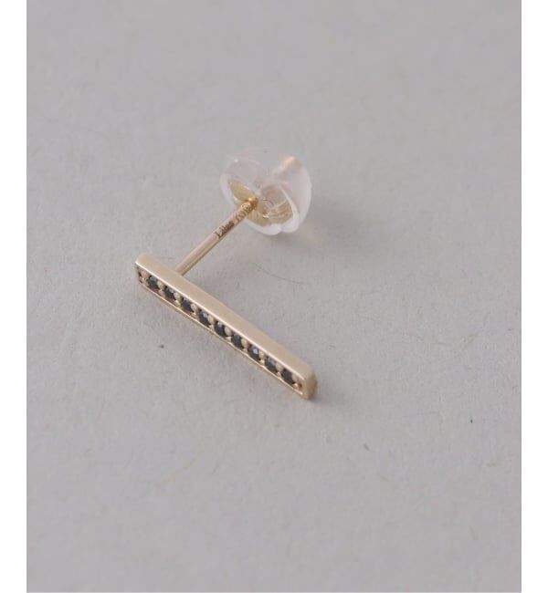 Lilas by Spick&Span「ボックスブラックダイヤ12mmバーピアス K10（両耳）」|ピアス|