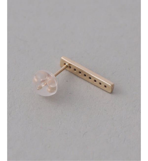 Lilas by Spick&Span「ボックスブラックダイヤ12mmバーピアス K10（両耳）」|ピアス|