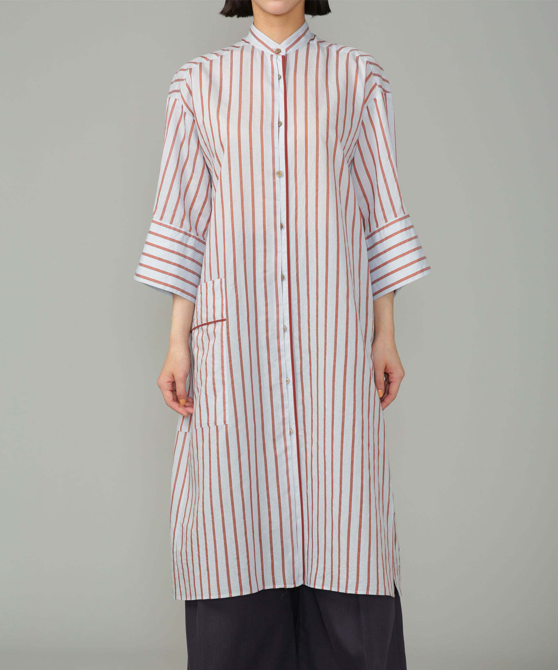 nano･universe「シアーストライプシャツワンピース」|ワンピース|