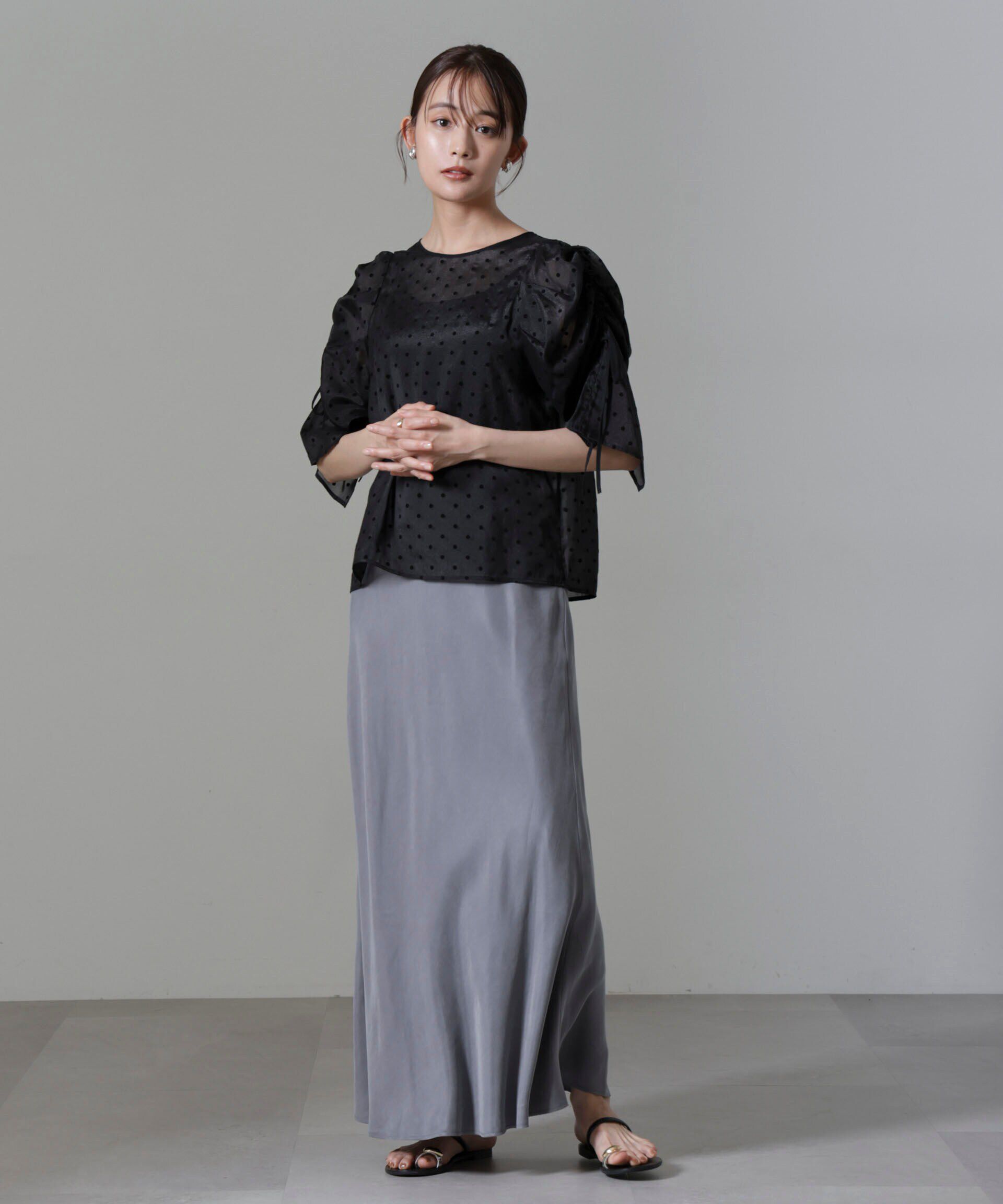 nano･universe「フロッキードットリボンスリーブブラウス」|シャツ・ブラウス|