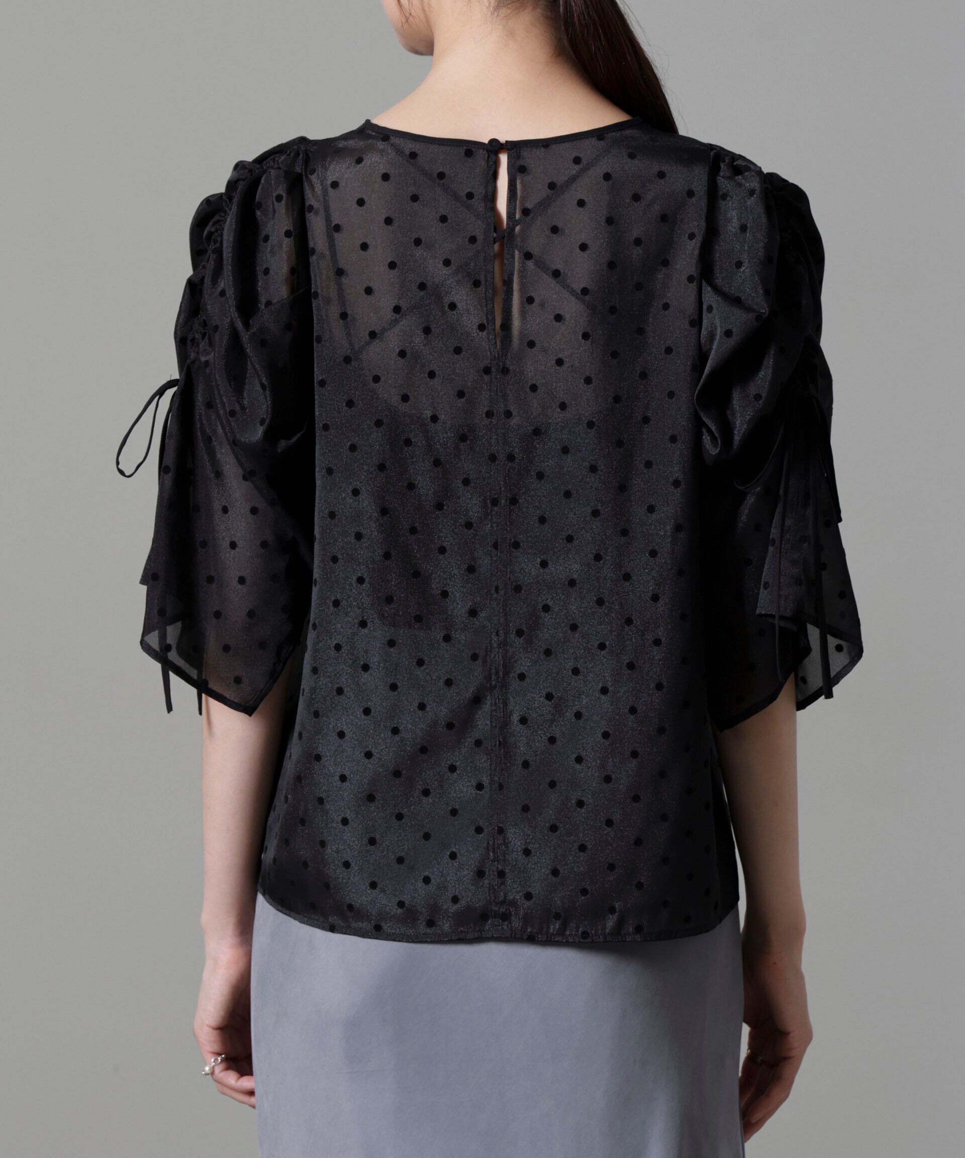 nano･universe「フロッキードットリボンスリーブブラウス」|シャツ・ブラウス|