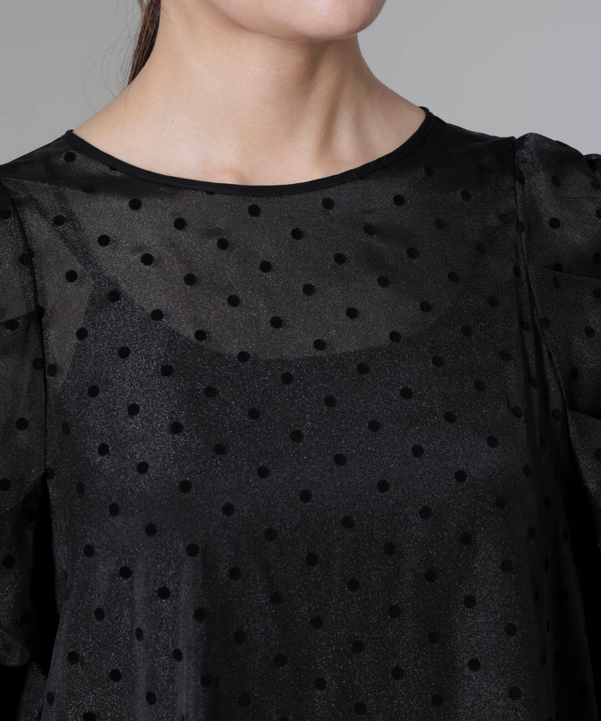 nano･universe「フロッキードットリボンスリーブブラウス」|シャツ・ブラウス|