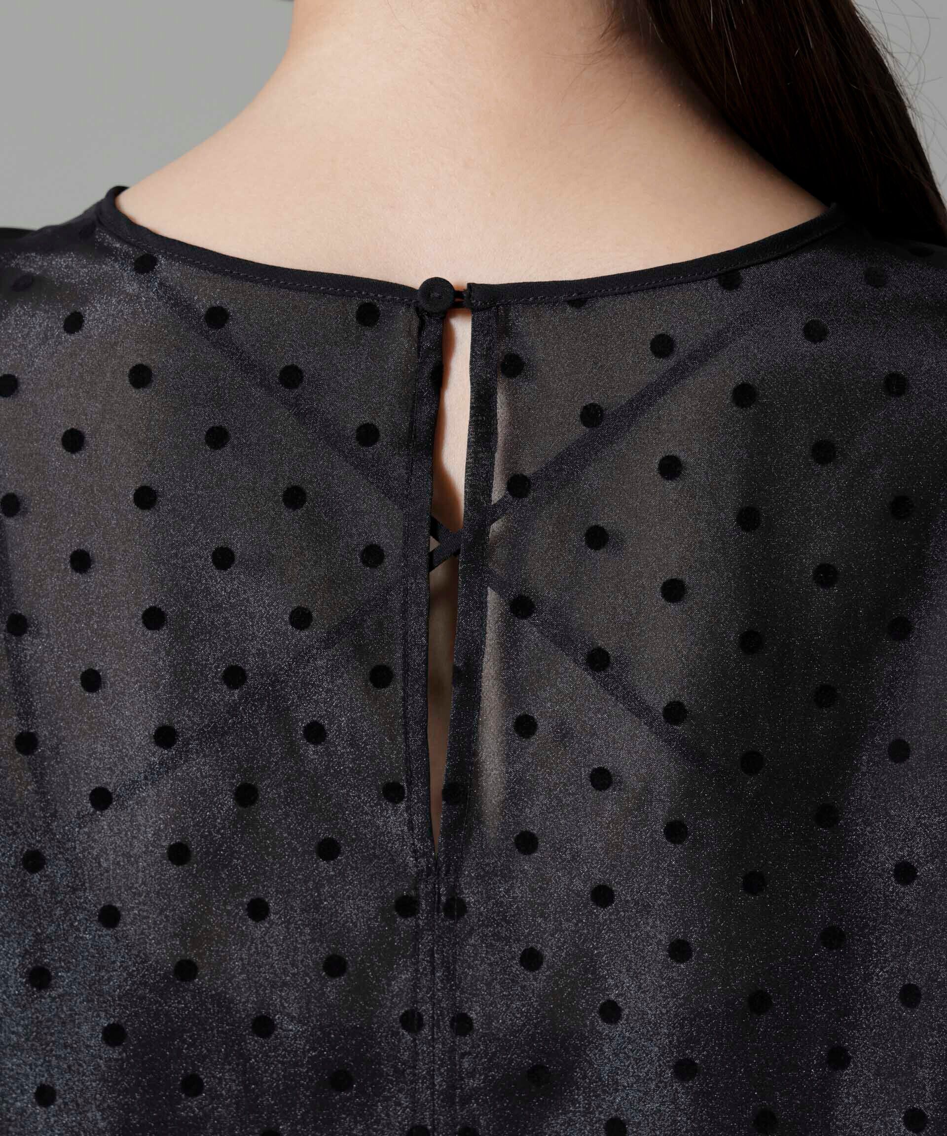 nano･universe「フロッキードットリボンスリーブブラウス」|シャツ・ブラウス|