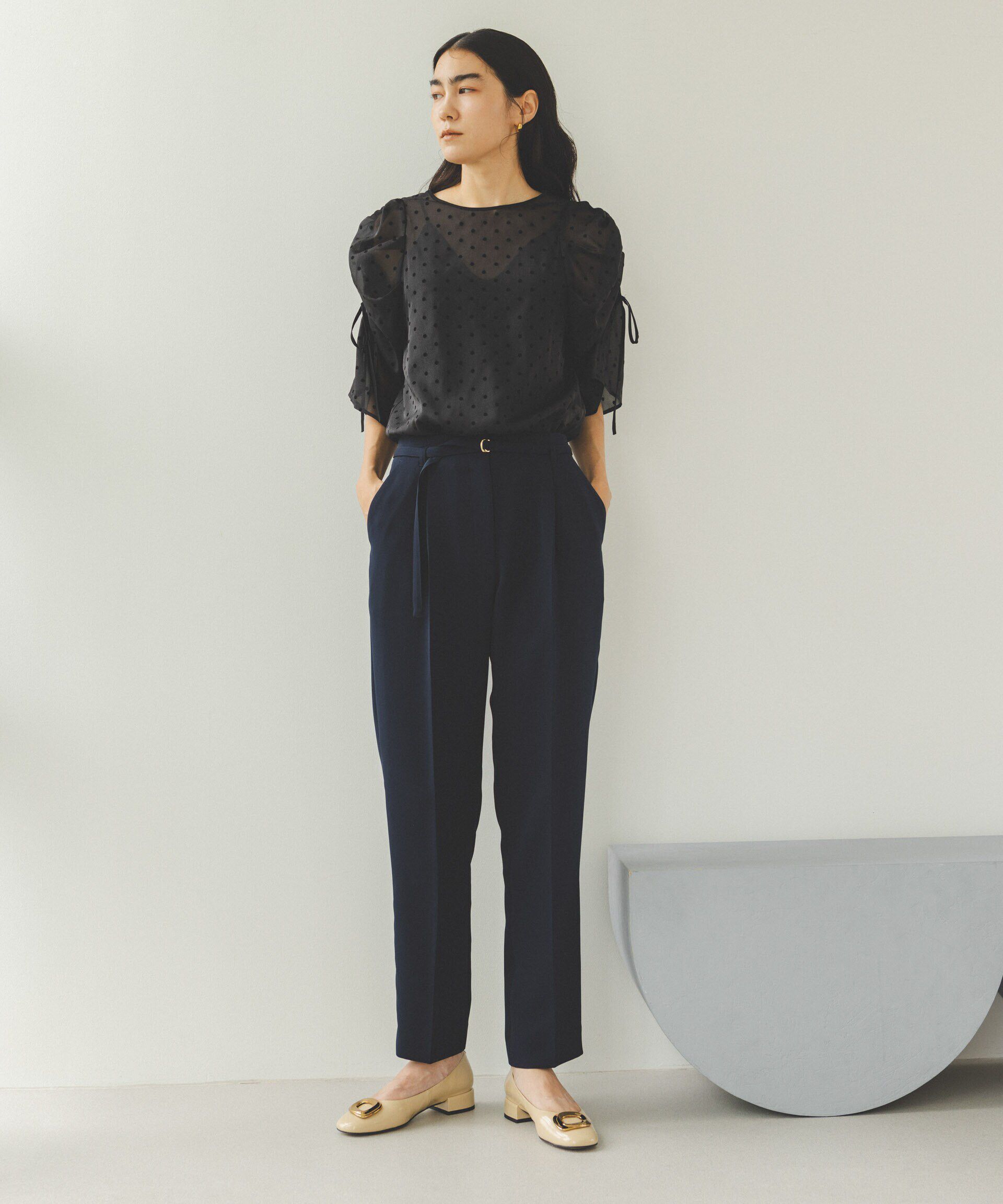 nano･universe「フロッキードットリボンスリーブブラウス」|シャツ・ブラウス|