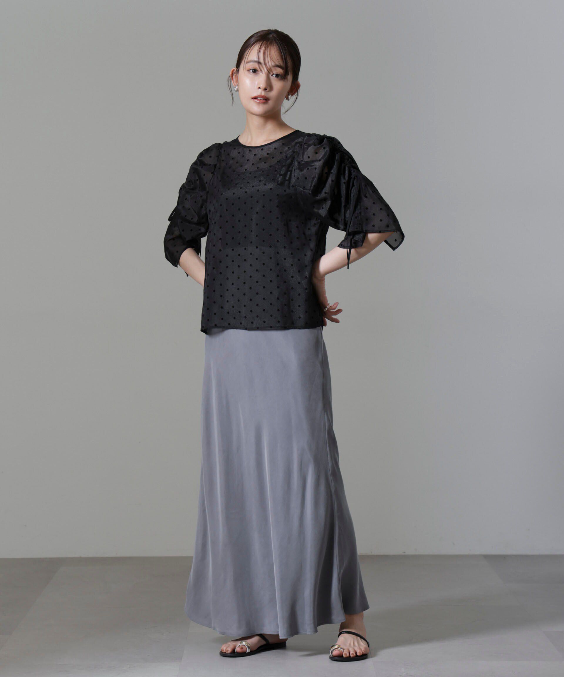 nano･universe「フロッキードットリボンスリーブブラウス」|シャツ・ブラウス|