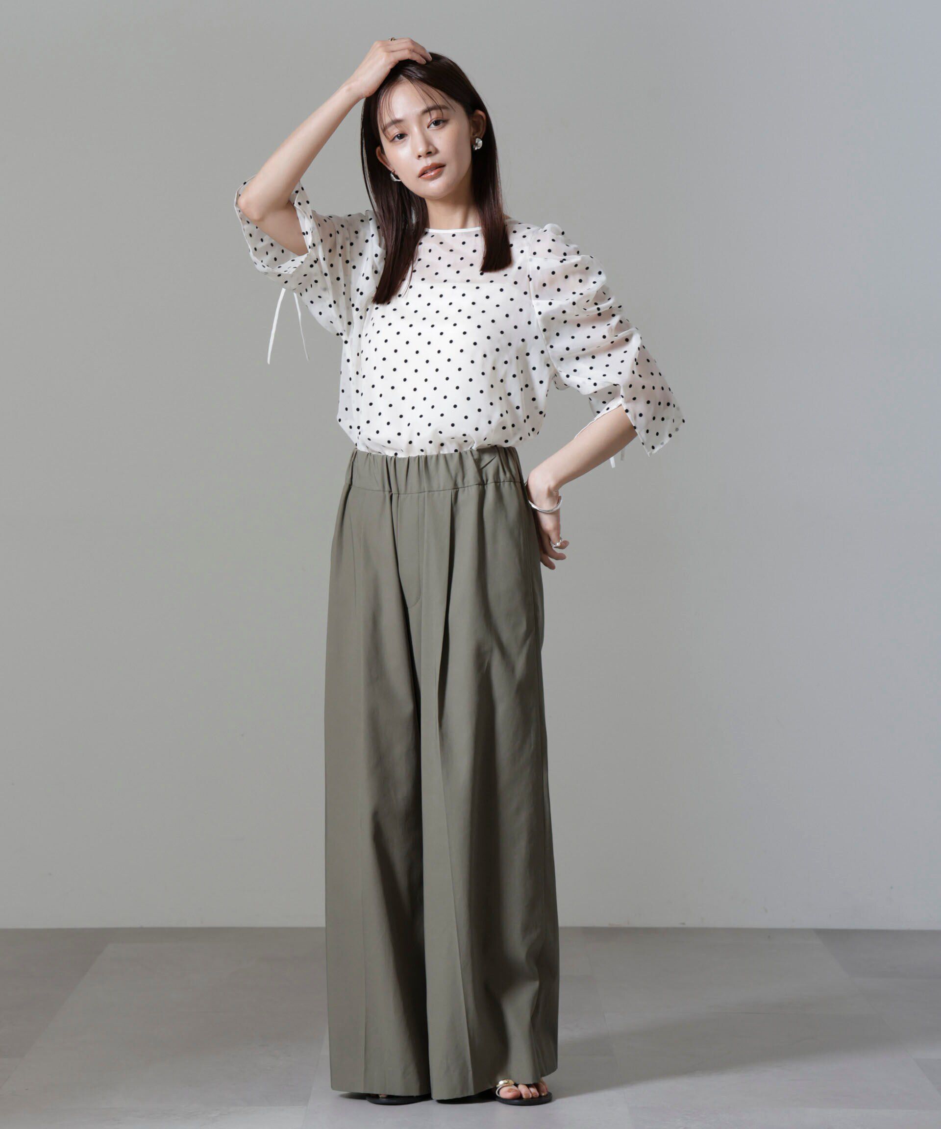 nano･universe「フロッキードットリボンスリーブブラウス」|シャツ・ブラウス|