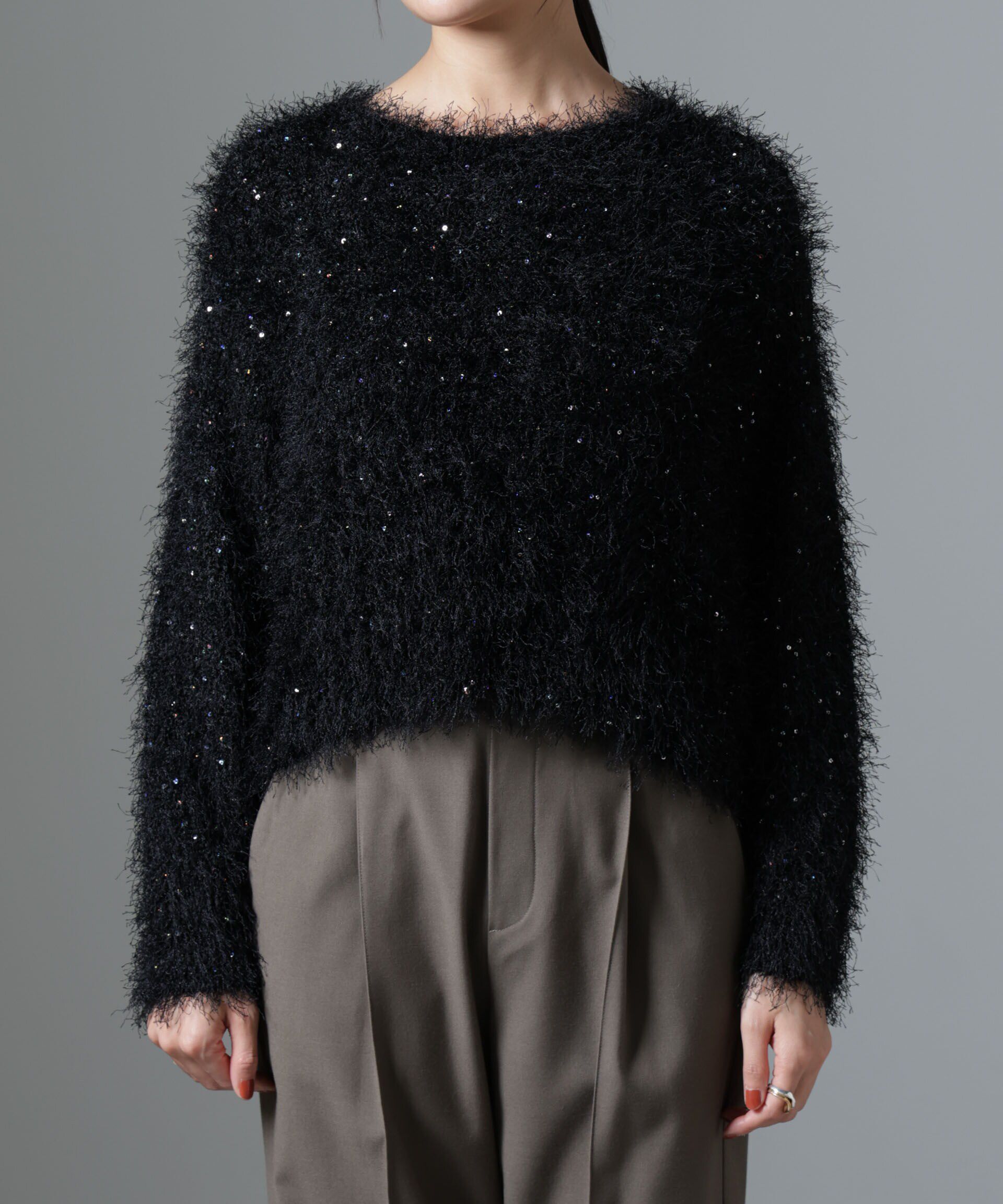 nano･universe「スパンコールフェザーニットプルオーバー」|ニット・セーター|