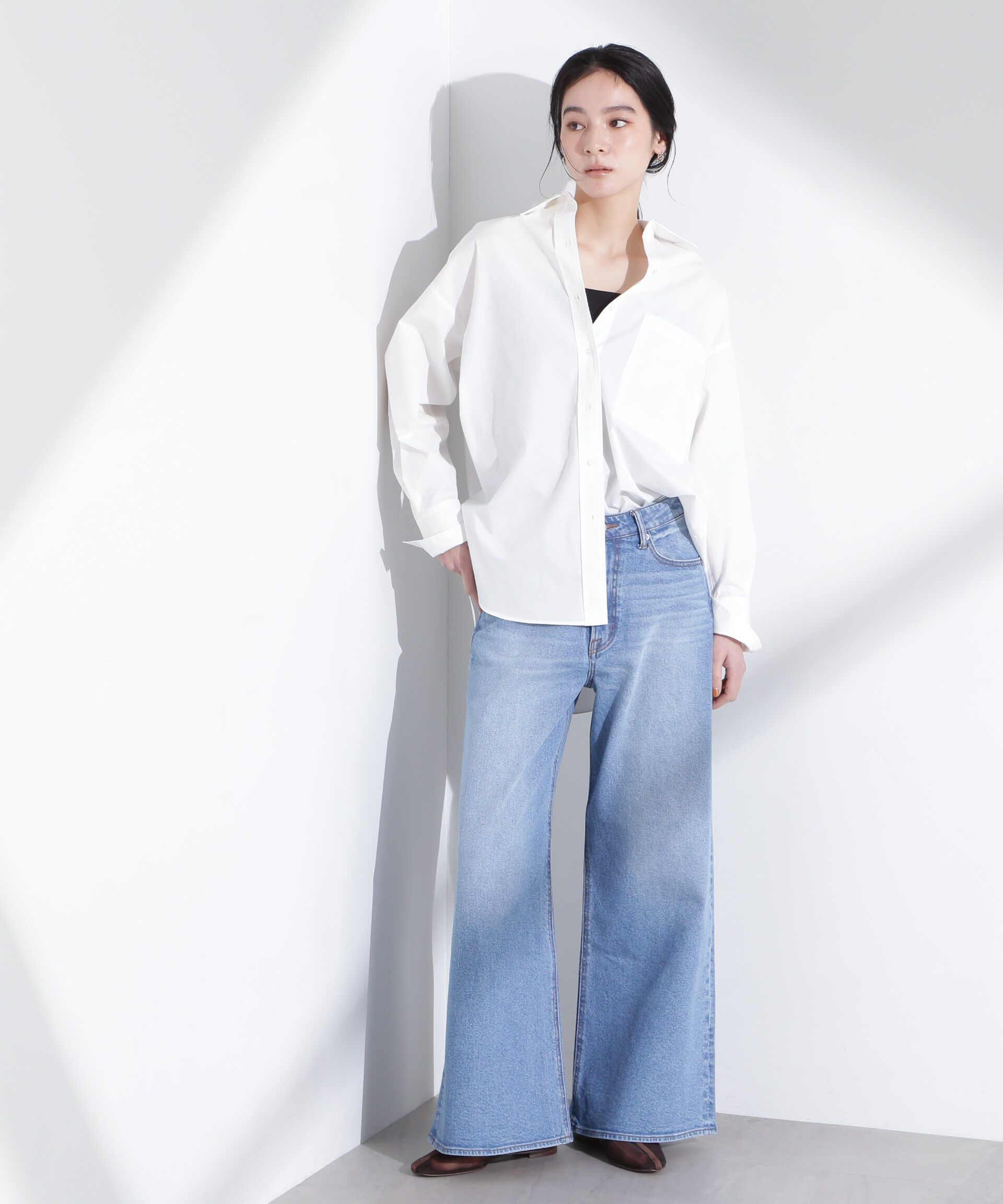 nano･universe「「MC」&rdquo;TIMELESS　WARDROBE&rdquo;ワイドフィットデニム」|チノ|L.ブルー1