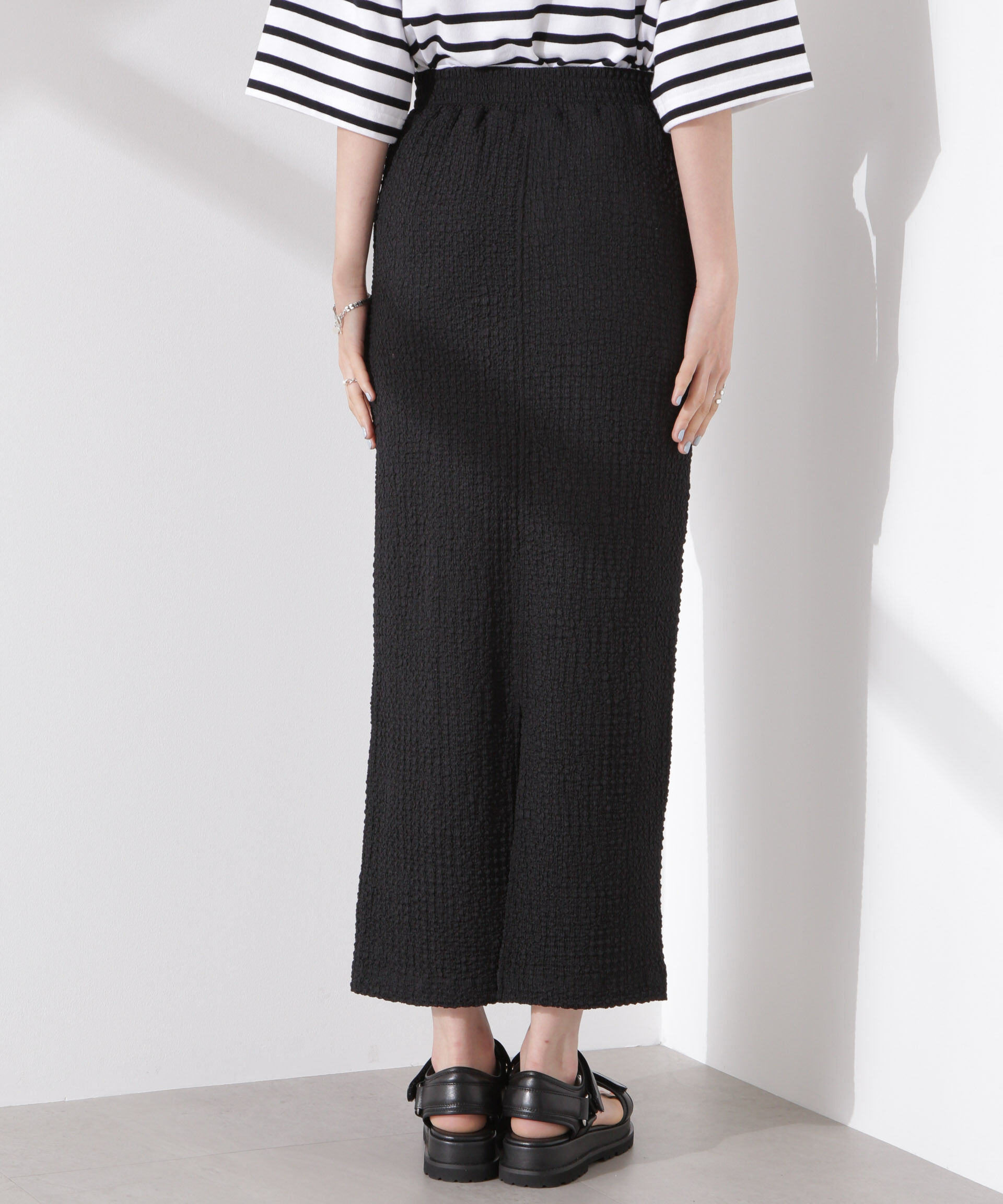 nano･universe「シャーリングジャガードカットナロースカート(セットアップ可)」|スカート|