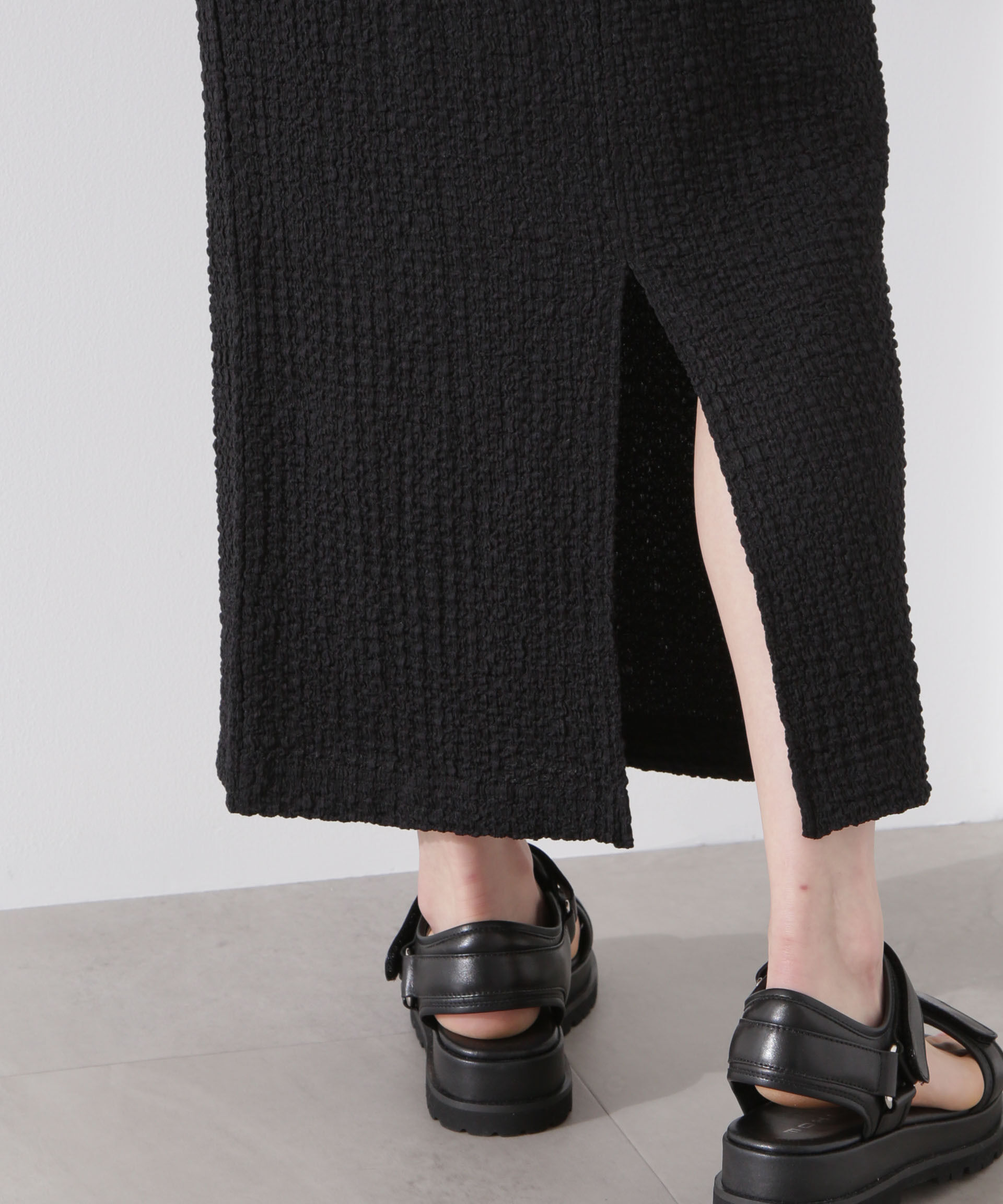 nano･universe「シャーリングジャガードカットナロースカート(セットアップ可)」|スカート|