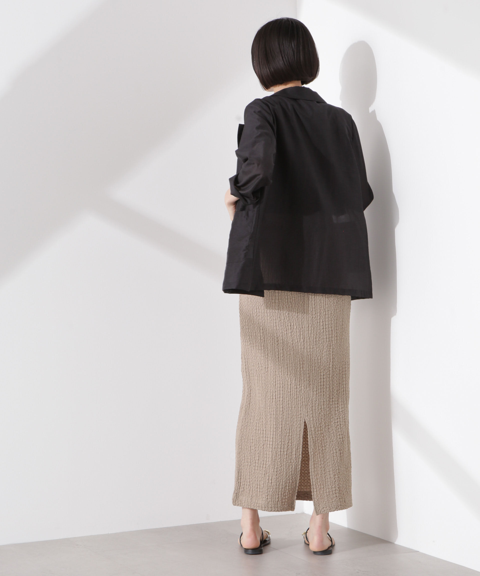 nano･universe「シャーリングジャガードカットナロースカート(セットアップ可)」|スカート|