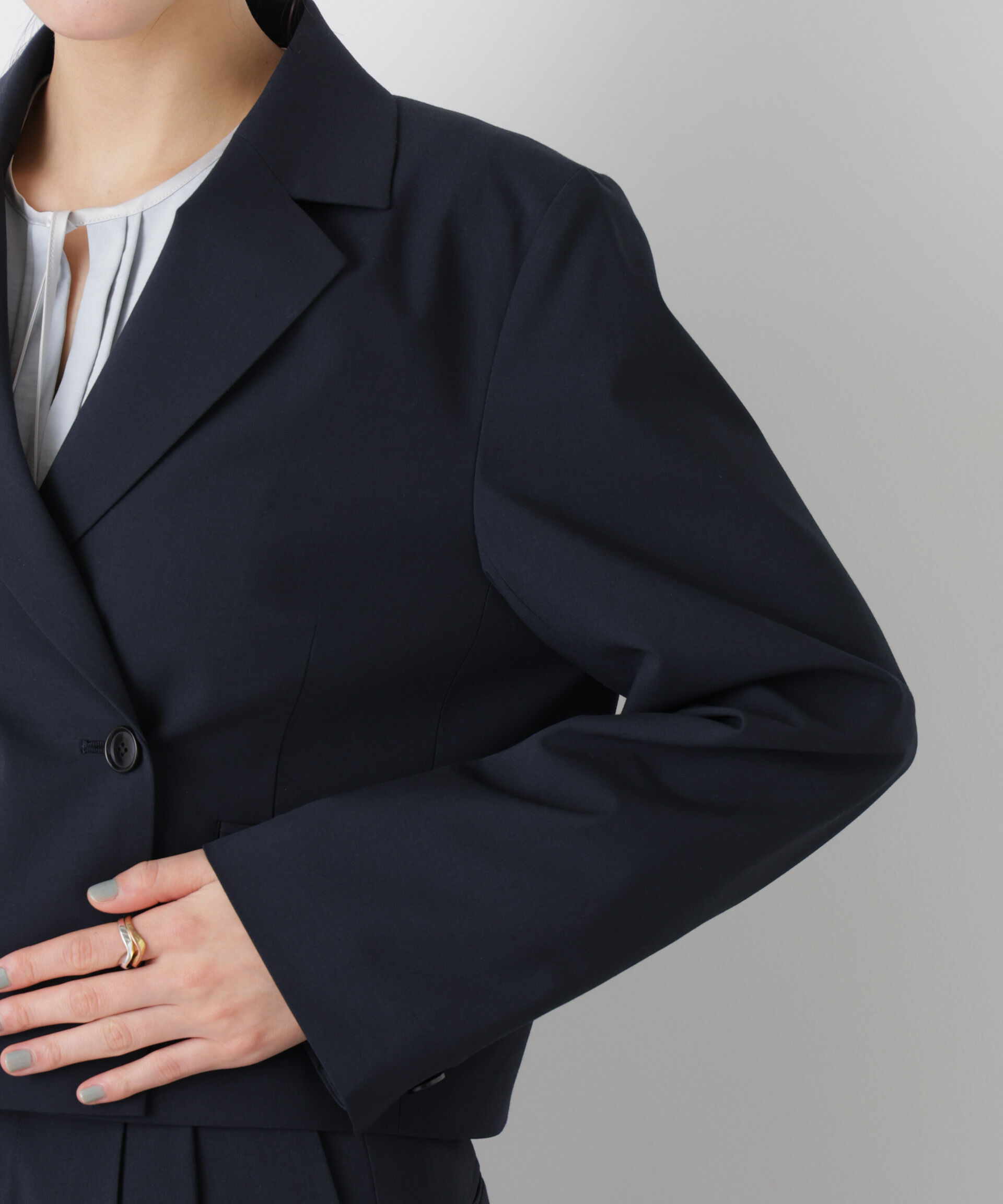 nano･universe「トロストレッチショートダブルジャケット(セットアップ可)」|テーラードジャケット|