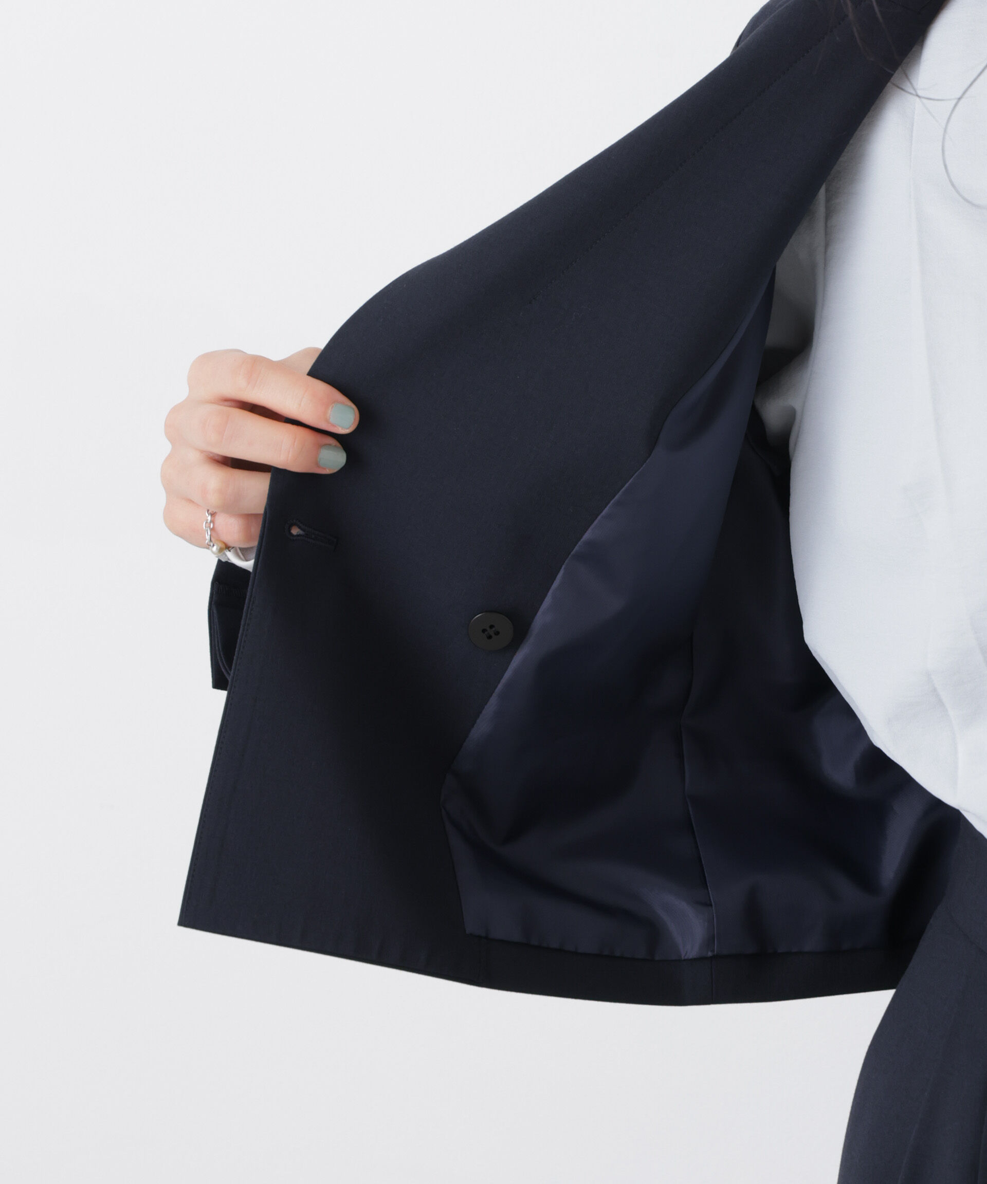 nano･universe「トロストレッチショートダブルジャケット(セットアップ可)」|テーラードジャケット|