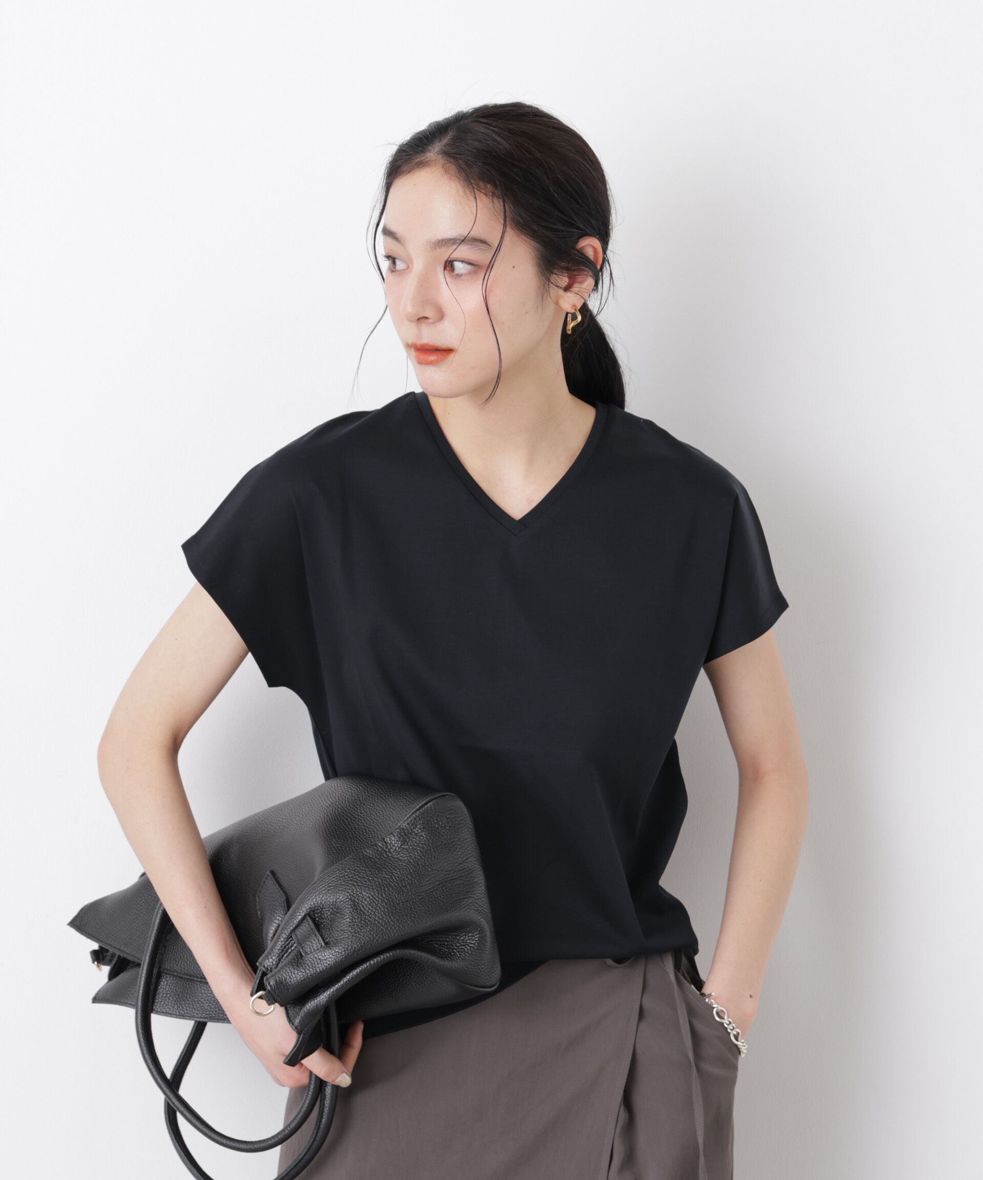 nano･universe「DressT/シルケットスムースVネックソフトドルマンTシャツ」|Tシャツ・カットソー|