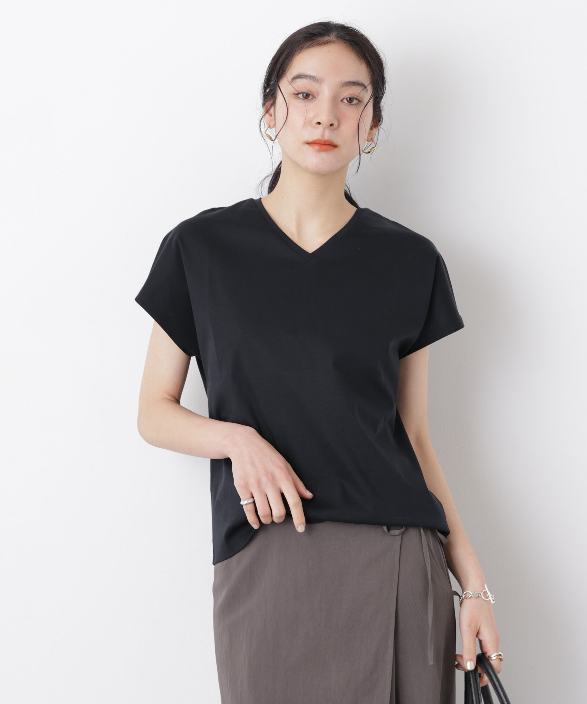 nano･universe「DressT/シルケットスムースVネックソフトドルマンTシャツ」|Tシャツ・カットソー|