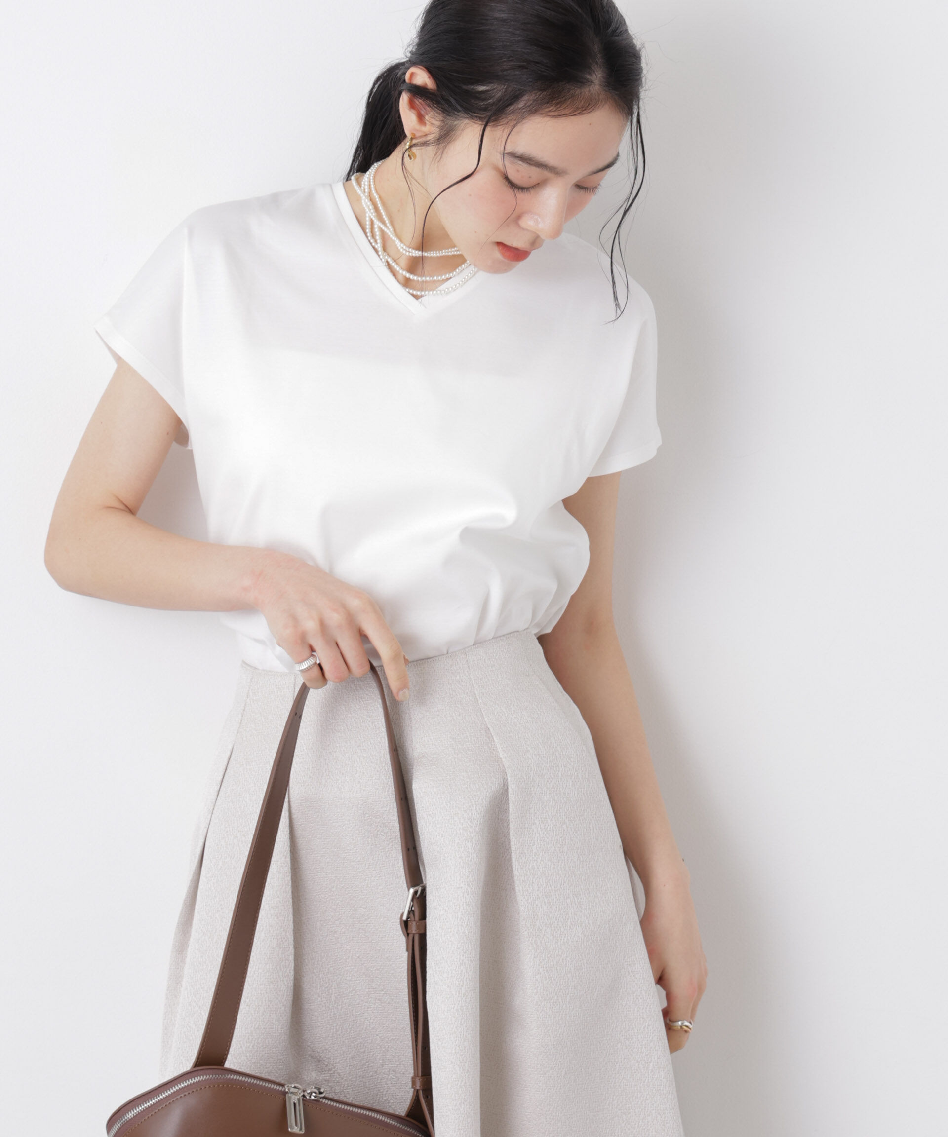 nano･universe「DressT/シルケットスムースVネックソフトドルマンTシャツ」|Tシャツ・カットソー|