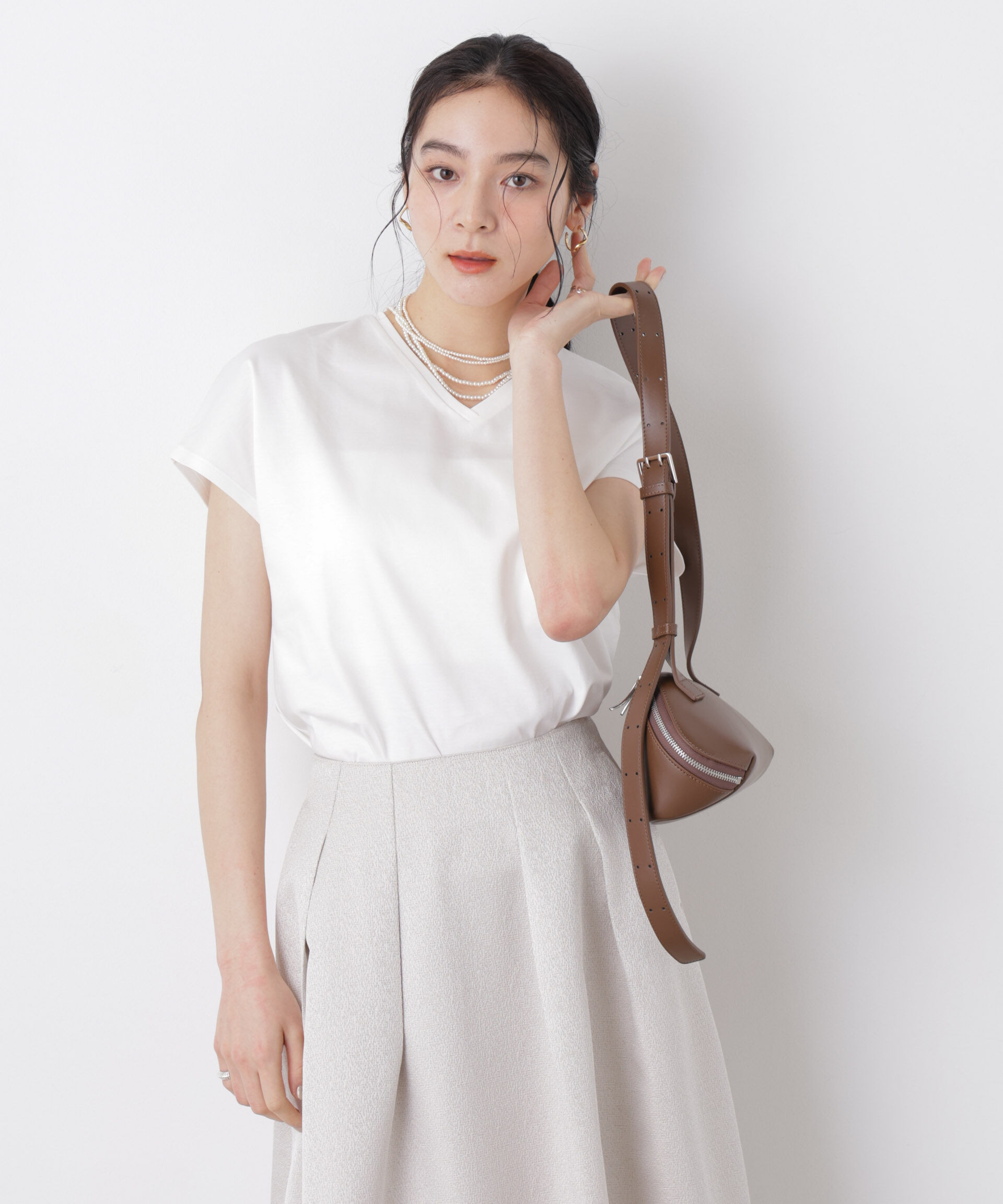 nano･universe「DressT/シルケットスムースVネックソフトドルマンTシャツ」|Tシャツ・カットソー|