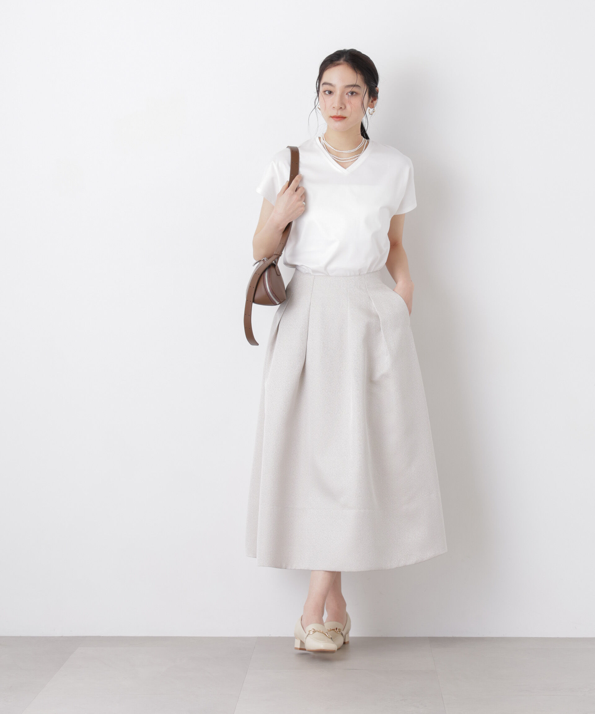 nano･universe「DressT/シルケットスムースVネックソフトドルマンTシャツ」|Tシャツ・カットソー|