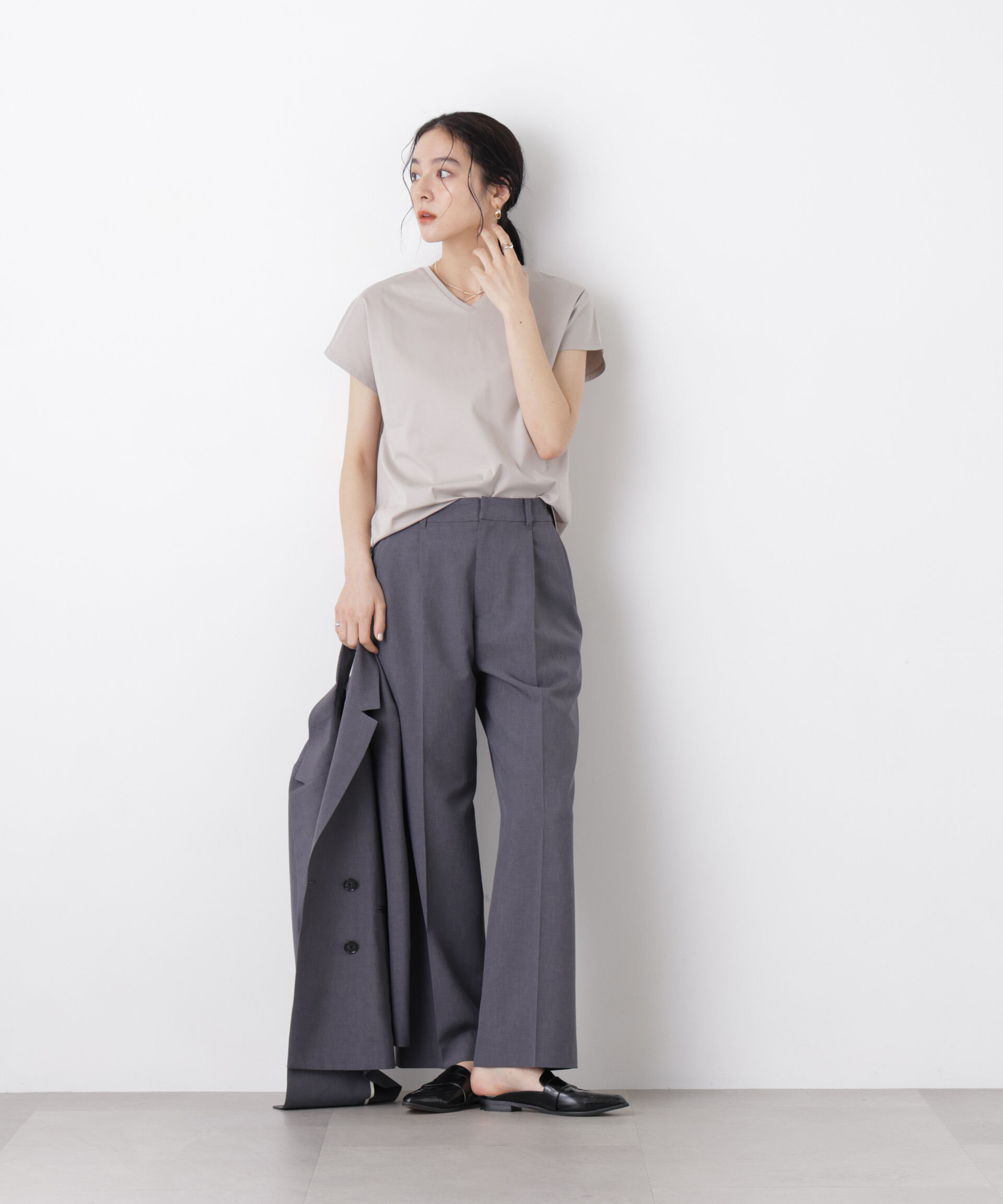 nano･universe「DressT/シルケットスムースVネックソフトドルマンTシャツ」|Tシャツ・カットソー|