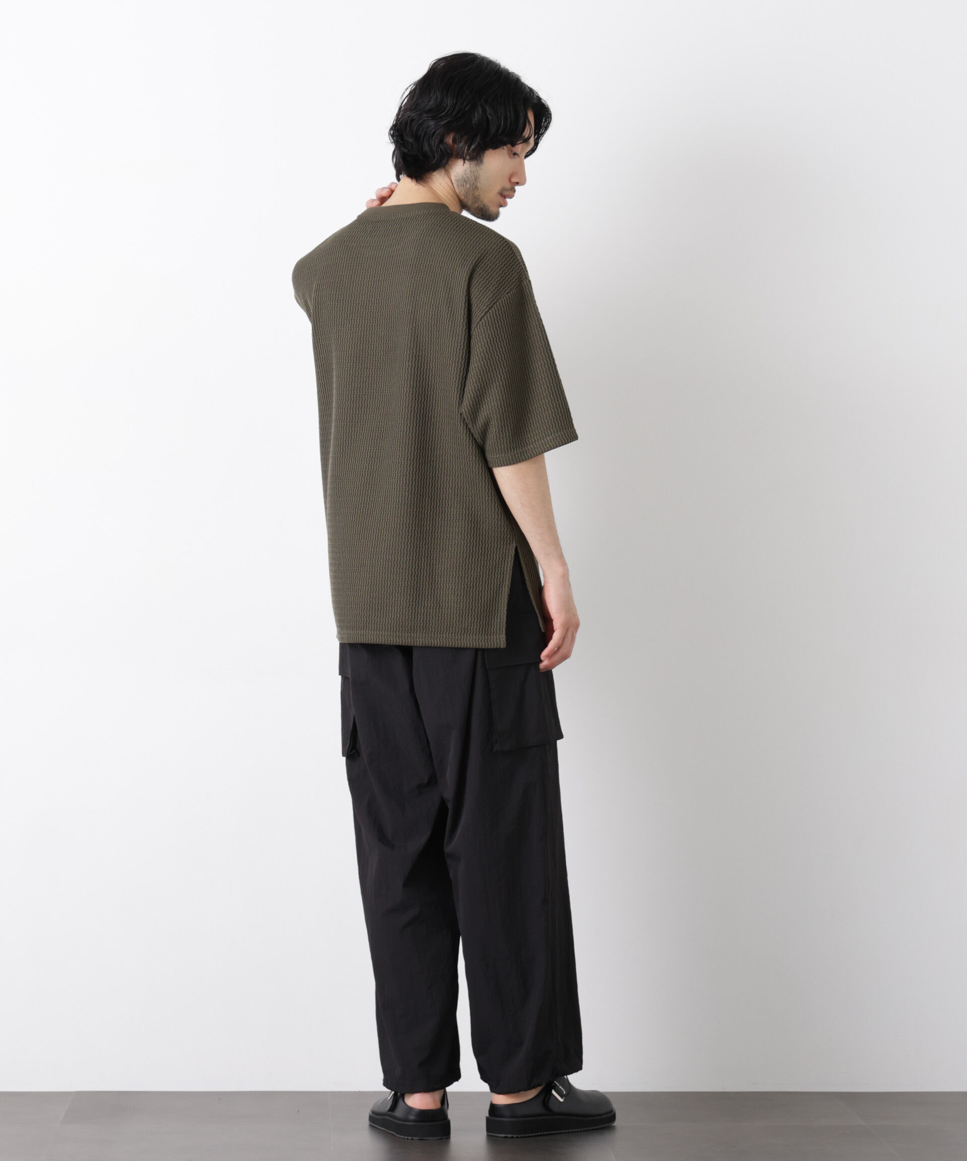 nano･universe「ジャガードニットソーTシャツ 半袖（セットアップ可）」|Tシャツ・カットソー|