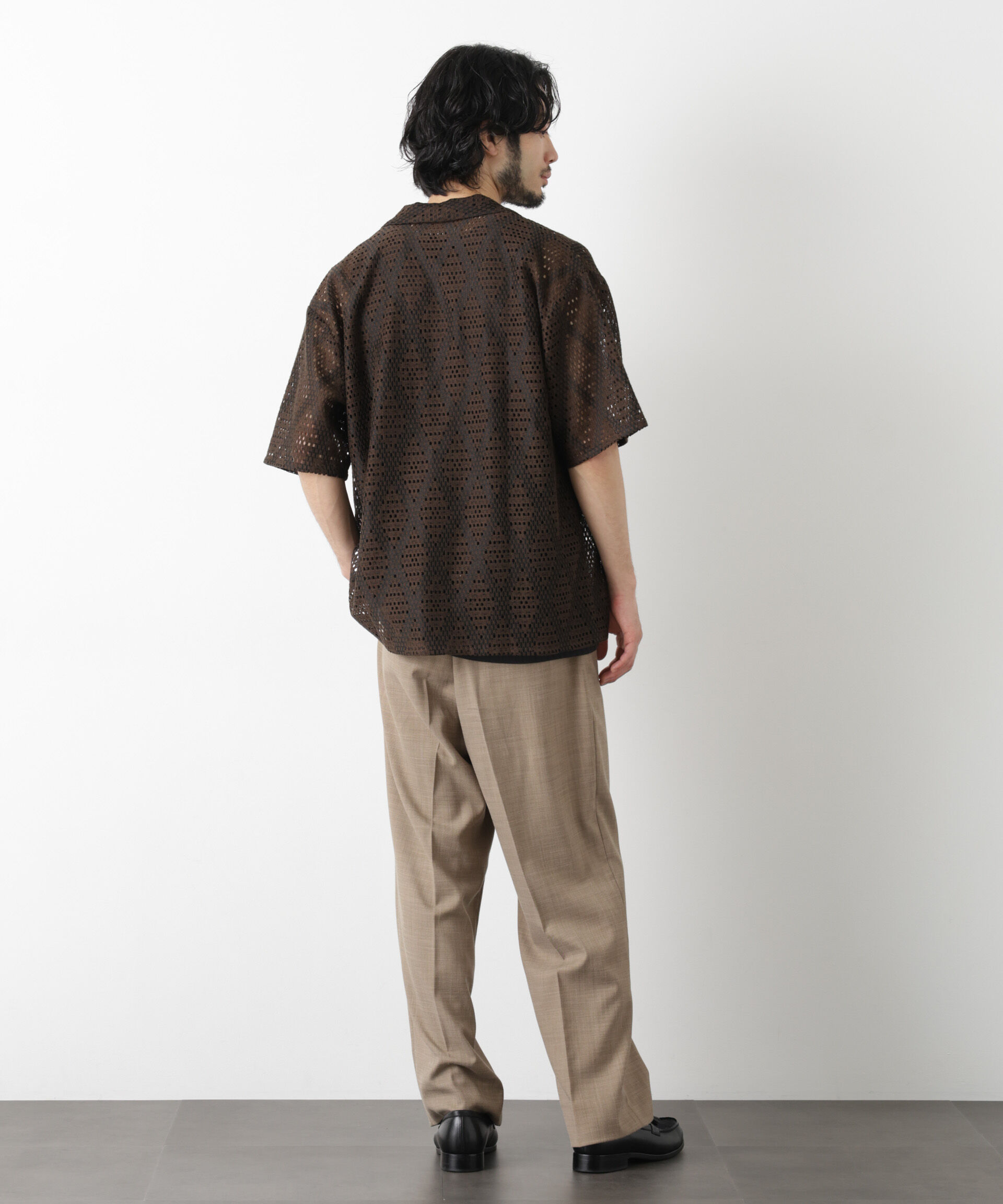 nano･universe「ダイヤレース オープンカラーシャツ」|シャツ・ブラウス|