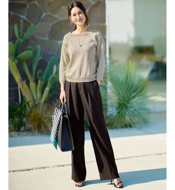 自由区「【アンサンブル対応】ペーパーコットンスクエアネックニット プルオーバー」|ニット・セーター|