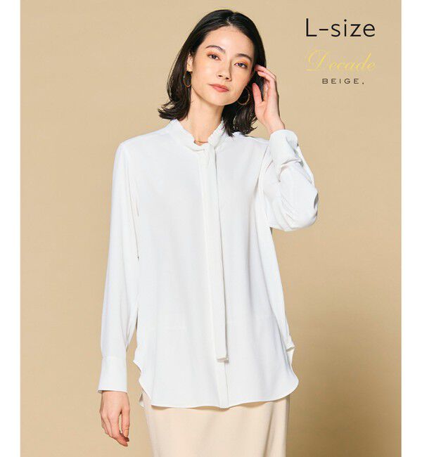 BEIGE,「【洗える・L-size】EVA / ボウタイロングスリーブブラウス」|シャツ・ブラウス|White