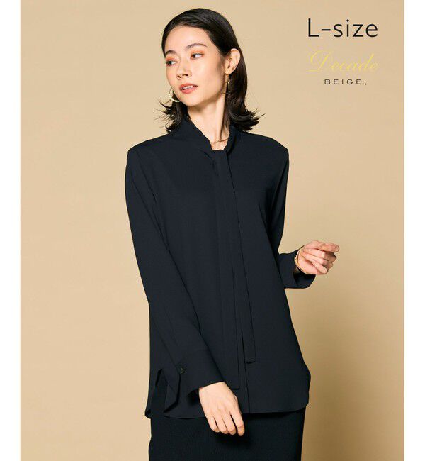 BEIGE,「【洗える・L-size】EVA / ボウタイロングスリーブブラウス」|シャツ・ブラウス|Black