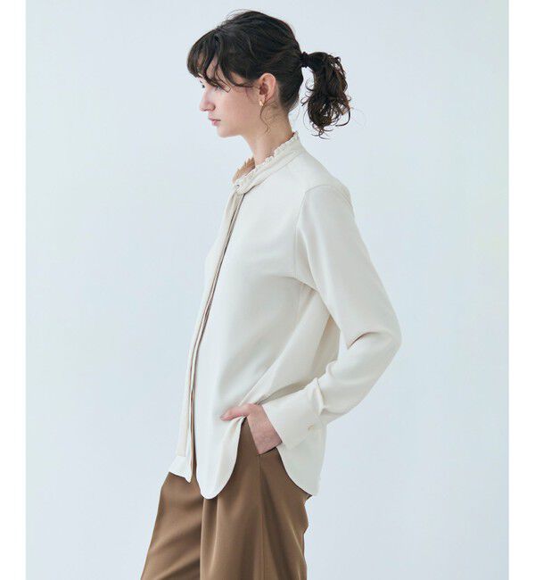 BEIGE,「【洗える・L-size】EVA / ボウタイロングスリーブブラウス」|シャツ・ブラウス|