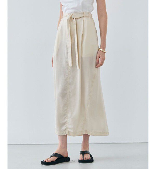 BEIGE,「【洗える】PAWPAW / ウエストリボンタックスカート」|スカート|Meringue