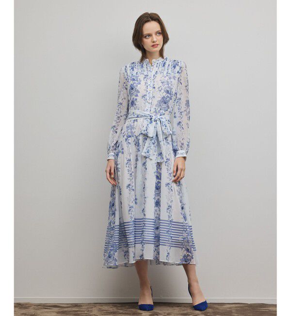 Diagram「フラワープリントティアードワンピース」|ワンピース|ホワイト