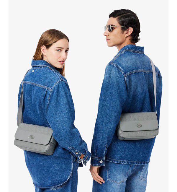 LACOSTE「モノグラム スプリットレザーフラップクローズサッチェルバッグ / ショルダーバッグ」|ショルダー・メッセンジャー|