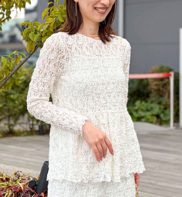 NOLLEY'S sophi「《セットアップ対応》ウォッシャブルストレッチレースペプラムプルオーバー」|シャツ・ブラウス|