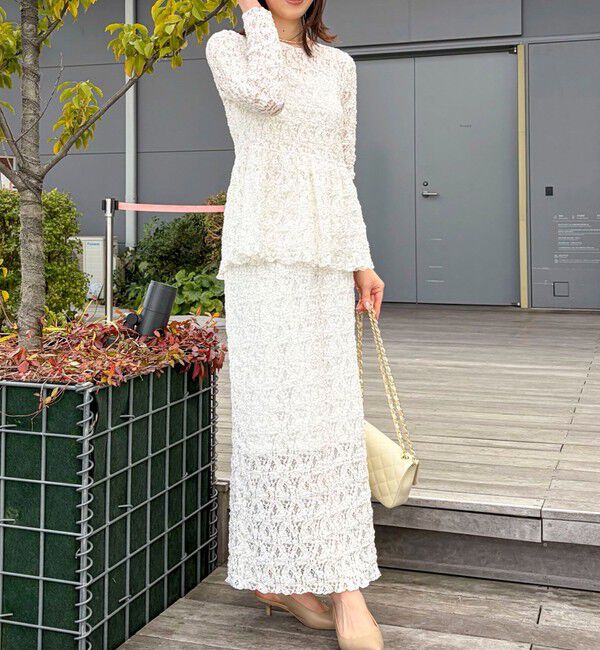 NOLLEY'S sophi「《セットアップ対応》ウォッシャブルストレッチレースペプラムプルオーバー」|シャツ・ブラウス|