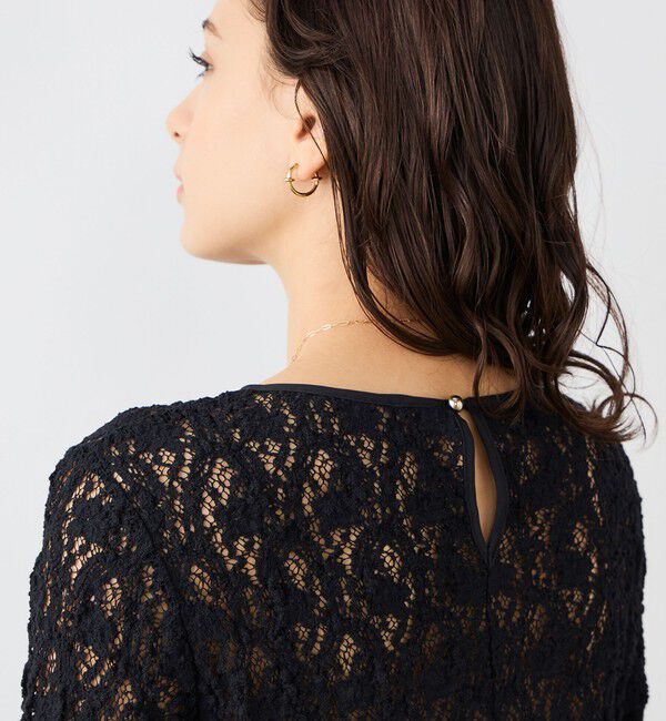 NOLLEY'S sophi「《セットアップ対応》ウォッシャブルストレッチレースペプラムプルオーバー」|シャツ・ブラウス|